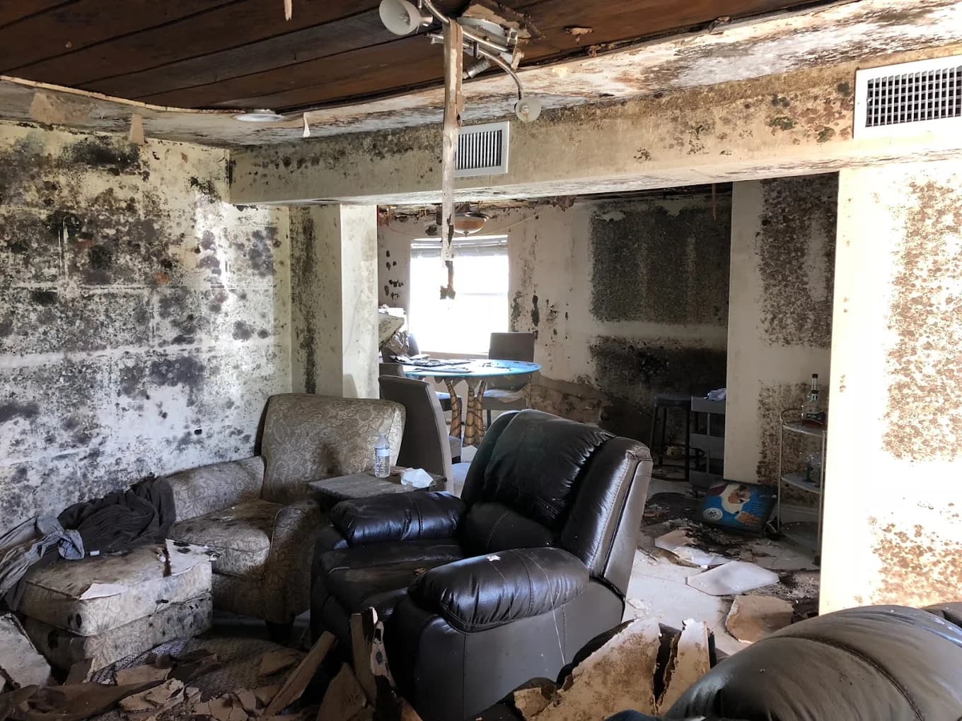 Interior moisture damage requiring professional mold inspection