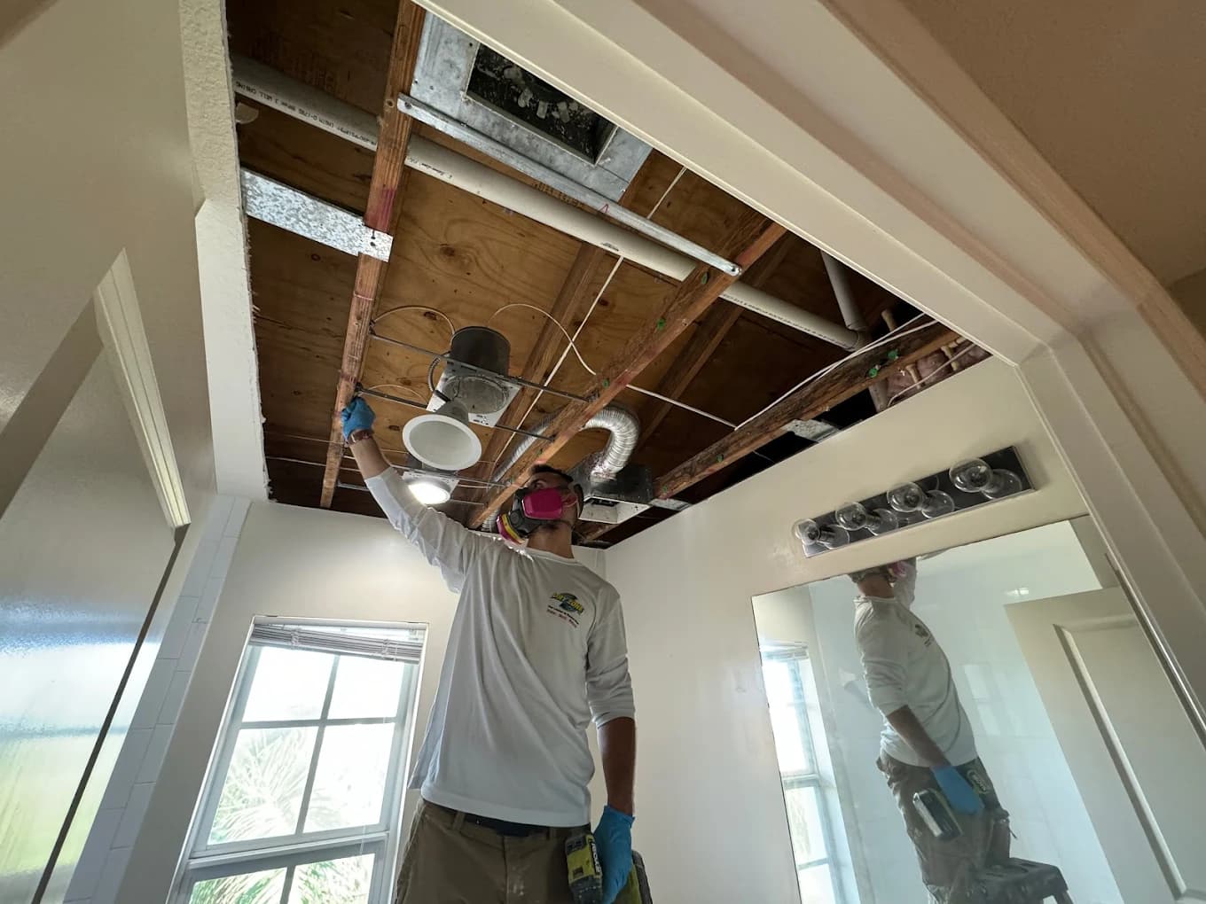 DryZone professional performing mold remediation in Naples home