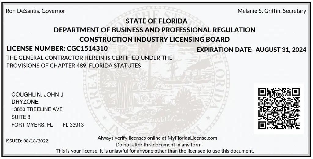 Florida Certified General Contractor License