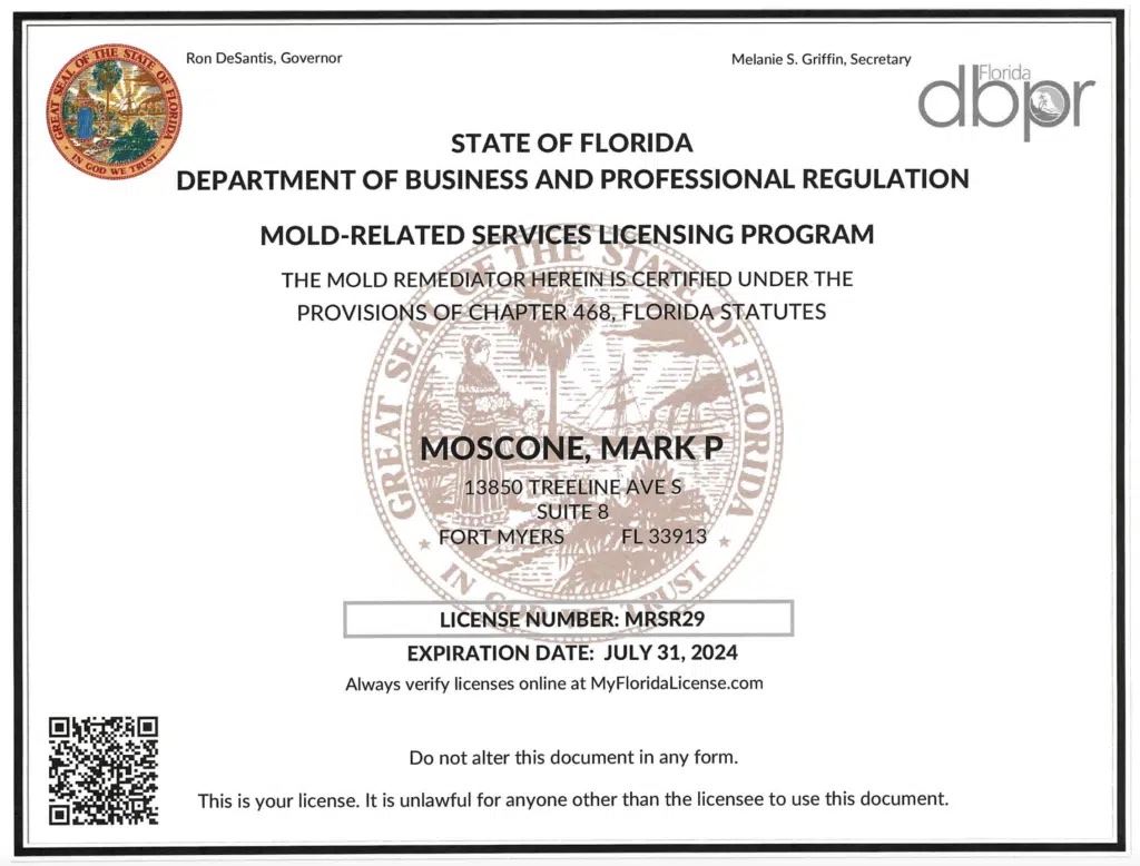 Florida Mold Related Services License
